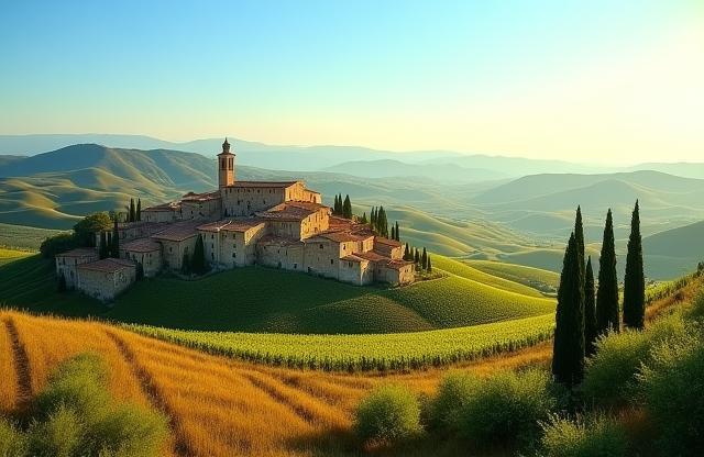 Immagine di un piccolo villaggio toscano collegato da linee di rete